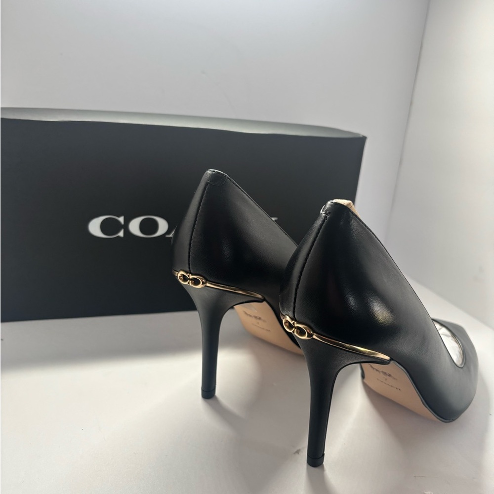 COACH Black Leather Wiley Pointed Toe Stiletto Pump - Picture 6 of 8